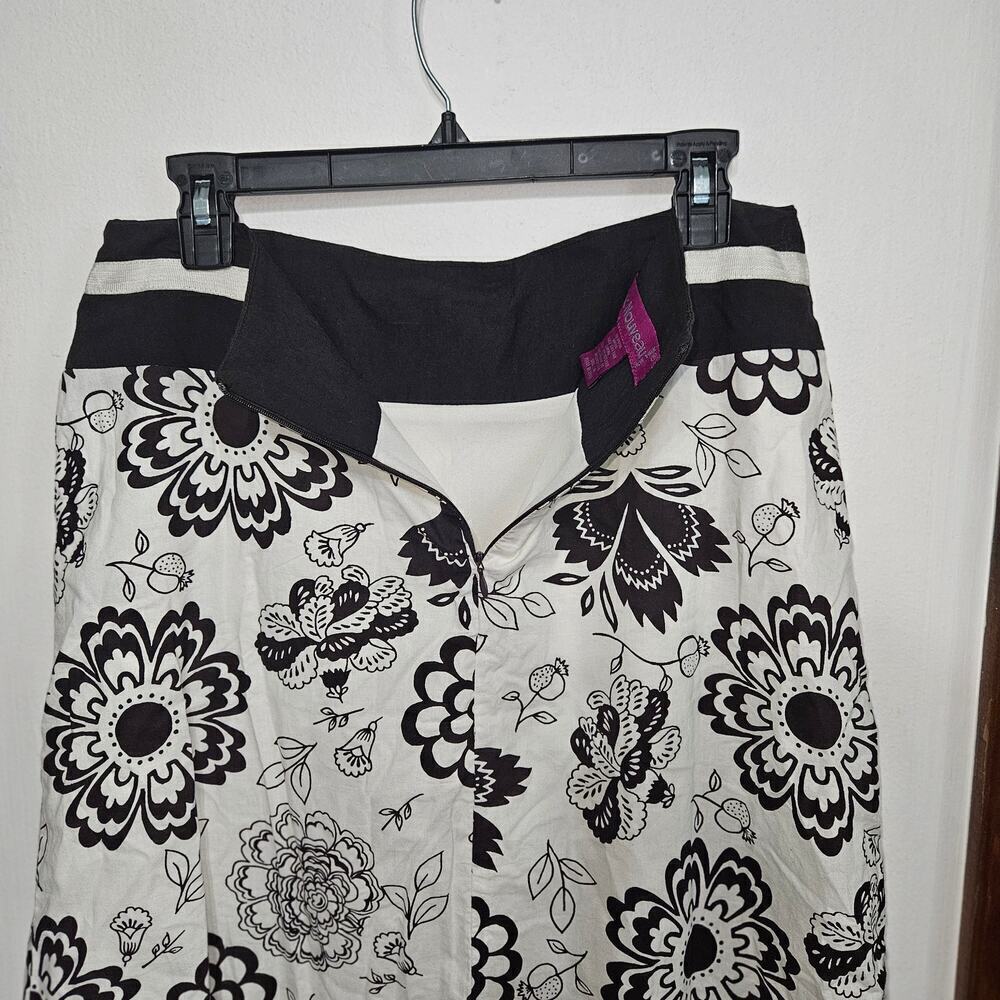 VTG Y2K Mix Nouveau Brown/Cream A-Line Floral Skirt Sz 10 Medium 100% Cotton - Picture 4 of 8